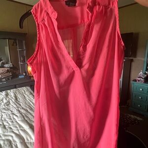 Rue21 Orange and Pink Ruffled Sleeveless Blouse